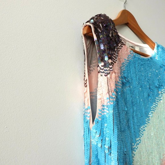 Sequin Dress Medium Mini Cocktail Striped Allover Pastel Candy Party Circus $595 - Picture 11 of 16